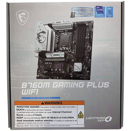Материнская плата MSI B760M Gaming Plus WiFi B760 Socket-1700 4xDDR5, 4xSATA3, RAID, 2xM.2, 2xPCI-E16x, 4xUSB3.2, 2xDP, 2xHDMI, WiFi, 2.5Glan, mATX УЦЕНКА