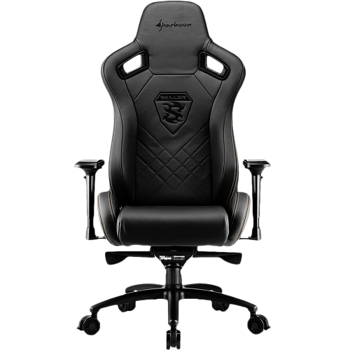 Кресло для геймера Sharkoon Shark Skiller SGS5 чёрное (натуральная кожа, регулируемый угол наклона, механизм качания)