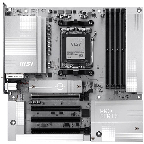 Материнская плата MSI Pro B850M-A WiFi PZ Socket-AM5 AMD B850 4xDDR5, 4xSATA3, RAID, 2xM.2, 4xPCI-E16x, 6xUSB3.2, 2xUSB3.2 Type C, DP, HDMI, WiFi, 5Glan, mATX Ret
