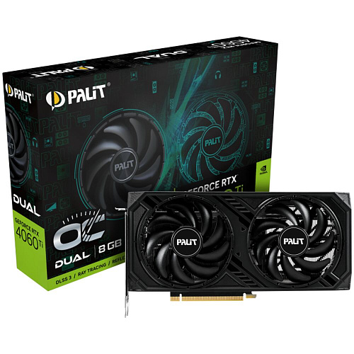 Видеокарта Palit GeForce RTX 4060 Ti 8192Mb, Dual OC 8G (NE6406TT19P1-1060D) 1xHDMI, 3xDP, Ret УЦЕНКА