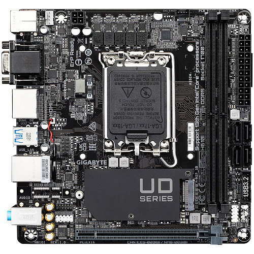 Материнская плата Gigabyte H610I H610 Socket-1700 2xDDR5, 4xSATA3, 1xM.2, 1xPCI-E16x, 2xUSB3.2, D-Sub, 2xDP, HDMI, Glan, mini-ITX