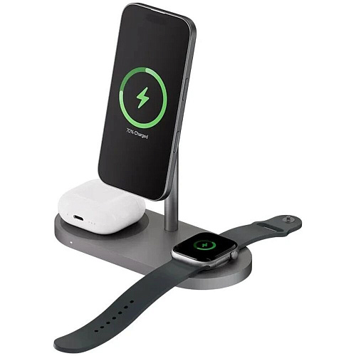 Беспроводная зарядная панель 3 в 1 Для IPhone, Apple Watch, Airpods uBear Stage Ultra Qi2.2 35W Grey
