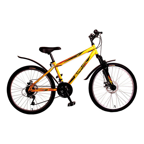 Двухколесный велосипед ALTAIR MTB HT 24 disc (14"/24" 18 ск.) желтый