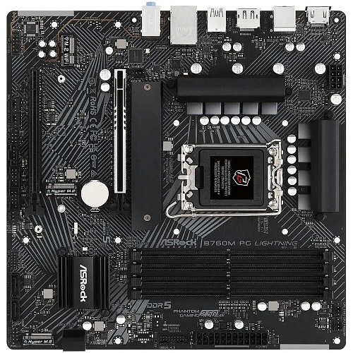 Материнская плата ASRock B760M PG Lightning B760 Socket-1700 4xDDR5, 4xSATA3, RAID, 3xM.2, 2xPCI-E16x, 3xUSB3.2, 1xUSB3.2 Type C, DP, HDMI, 2.5Glan, mATX