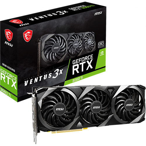Видеокарта MSI GeForce RTX 3060 Ti 8192Mb, Ventus 3X OC LHR (RTX 3060 Ti Ventus 3X OC LHR) 1xHDMI, 3xDP, Ret