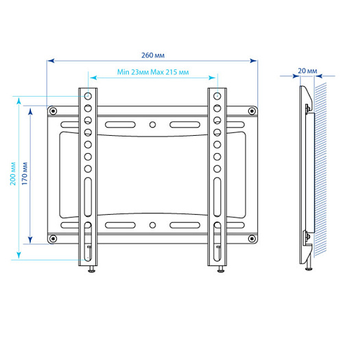 Кронштейн фиксированный Kromax IDEAL-5 new 15-47' до 35кг Vesa до 200x200 черный