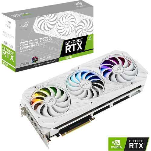 Видеокарта ASUS GeForce RTX 3090 24576Mb, Strix White OC 24G (ROG-Strix-RTX3090-O24G-White) 2xHDMI, 3xDP, Ret