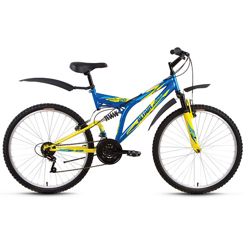 Двухколесный велосипед ALTAIR MTB FS 26 (18"/26" 18 ск.) синий/желтый
