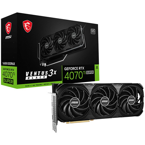 Видеокарта MSI GeForce RTX 4070 Ti Super 16384Mb, Ventus 3X Black OC 16G (RTX 4070 Ti Super 16G Ventus 3X Black OC) 2xHDMI, 2xDP, Ret