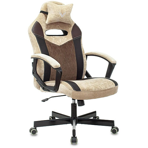 Кресло для геймера Zombie VIKING 6 KNIGHT Fabric коричневый/бежевый с подголов. крестов. металл