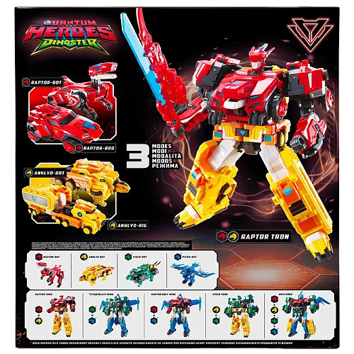 Dinoster Мега-трансформер 4-в-1 Диностер Раптор Трон 3 режима игры УЦЕНКА