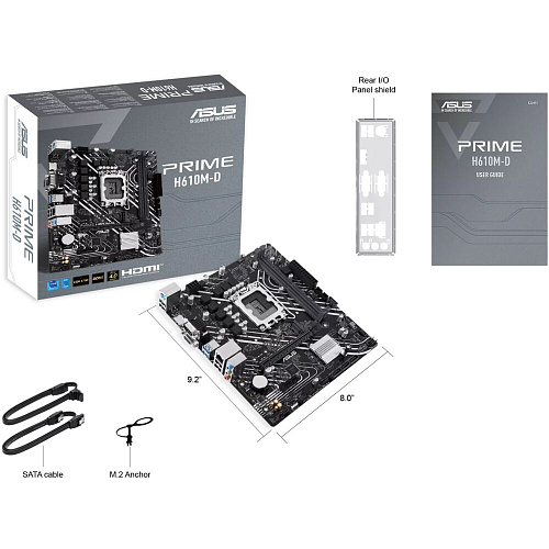 Материнская плата ASUS Prime H610M-D H610 Socket-1700 2xDDR5, 4xSATA3, 1xM.2, 1xPCI-E16x, 2xUSB3.2, 1xCOM, D-Sub, HDMI, Glan, mATX