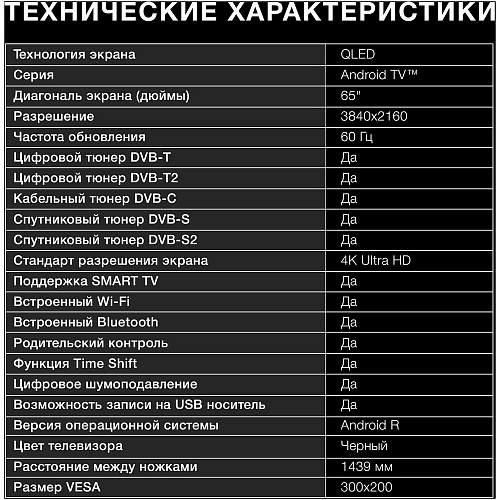 Телевизор 65" Hyundai H-LED65QBU7500