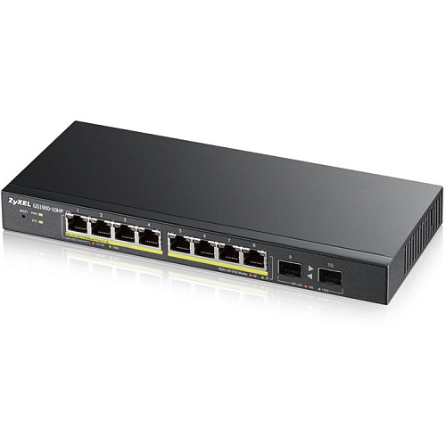 Коммутатор Zyxel GS1900-10HP, 8xGbLAN PoE+, 2xSFP
