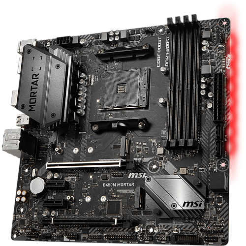 Материнская плата MSI B450M Mortar Max B450 Socket AM4 4xDDR4, 4xSATA3, RAID, 2xM.2, 2xPCI-E16x, 5xUSB3.1, 1xUSB3.1 Type C, DP, HDMI, Glan, mATX
