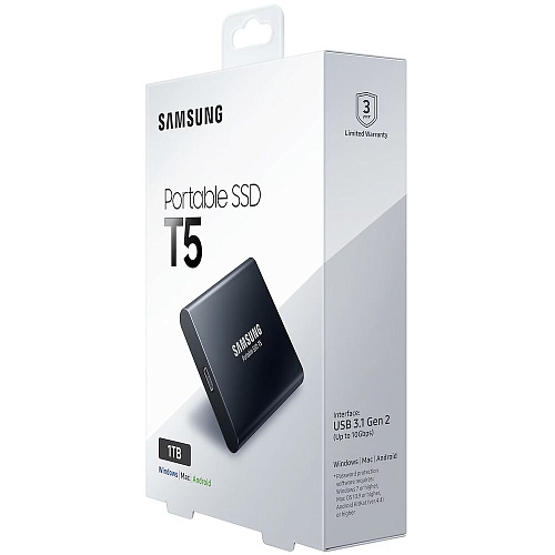 Внешний SSD-накопитель 1Tb Samsung T5 MU-PA1T0B/WW (SSD) USB 3.1 Type C Черный УЦЕНКА