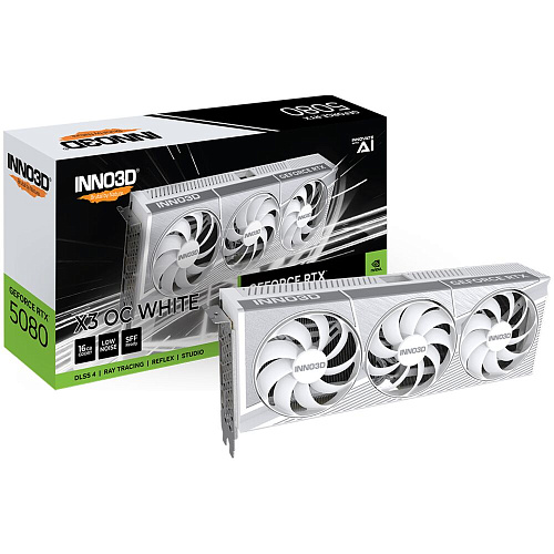 Видеокарта Inno3D GeForce RTX 5080 16384Mb, X3 OC White 16 Gb (N50803-16D7X-17605211) 1xHDMI, 3xDP, Ret
