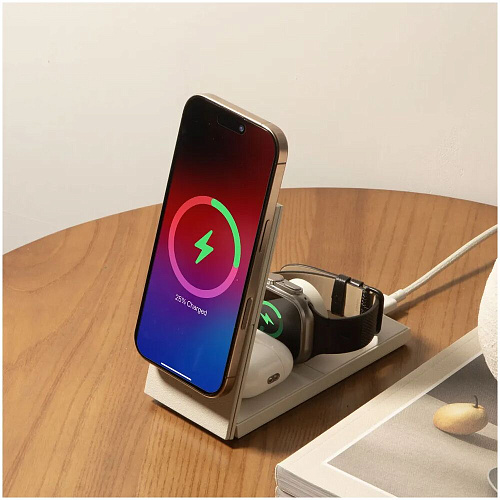 Беспроводная зарядная панель 3 в 1 Для IPhone, Apple Watch, Airpods Native Union Rise 3-in-1 25W Sandstone