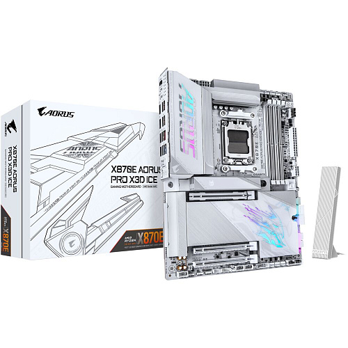 Материнская плата Gigabyte X870E AORUS Pro X3D Ice Socket-AM5 AMD X870E 4xDDR5, 4xSATA3, RAID, 4xM.2, 3xPCI-E16x, 8xUSB3.2, 4xUSB3.2 Type C, HDMI, WiFi, 5Glan, ATX Ret
