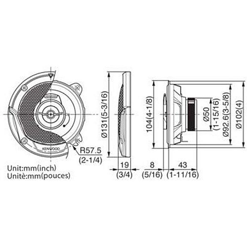 Колонки автомобильные Kenwood KFC-E1065 210Вт 10см двухполосные