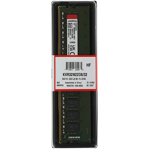 Модуль памяти DIMM 32Gb DDR4 PC25600 3200MHz Kingston (KVR32N22D8/32) УЦЕНКА