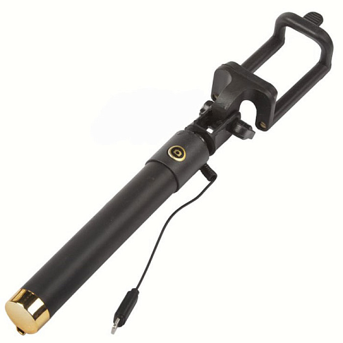 Монопод для селфи Liberty "SELFIE STICK", для iPhone, соединение через разъем Lightning, черный/золотистый 