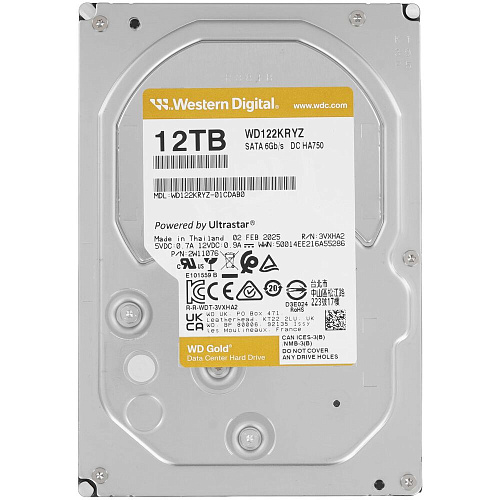 Внутренний жесткий диск 3,5" 12Tb Western Digital (WD122KRYZ) 512Mb 7200rpm SATA3 Gold