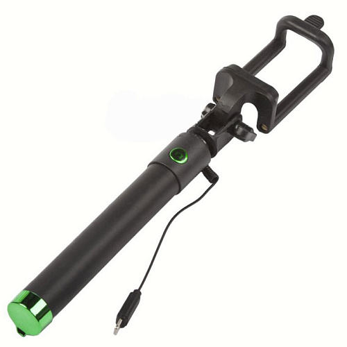 Монопод для селфи Liberty "SELFIE STICK", для iPhone, соединение через разъем Lightning, черный/зеленый 