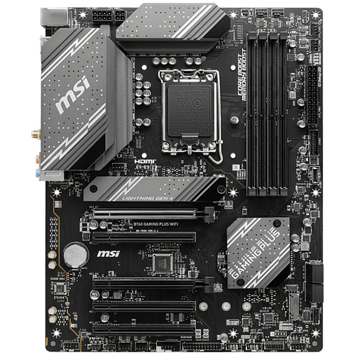 Материнская плата MSI B760 Gaming Plus WiFi B760 Socket-1700 4xDDR5, 4xSATA3, RAID, 2xM.2, 5xPCI-E16x, 2xUSB3.2, 1xUSB3.2 Type C, DP, HDMI, WiFi, 2.5Glan, ATX УЦЕНКА
