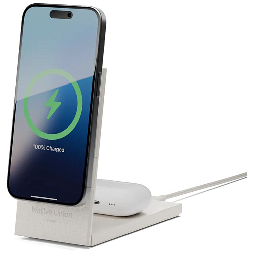 Беспроводная зарядная панель 2 в 1 Для IPhone, Airpods Native Union Rise 2-in-1 20W Sandstone