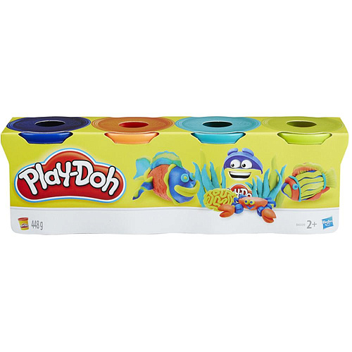 Пластилин Hasbro Play-Doh B5517 Набор из 4 баночек (синий, зеленый, голубой, красный)