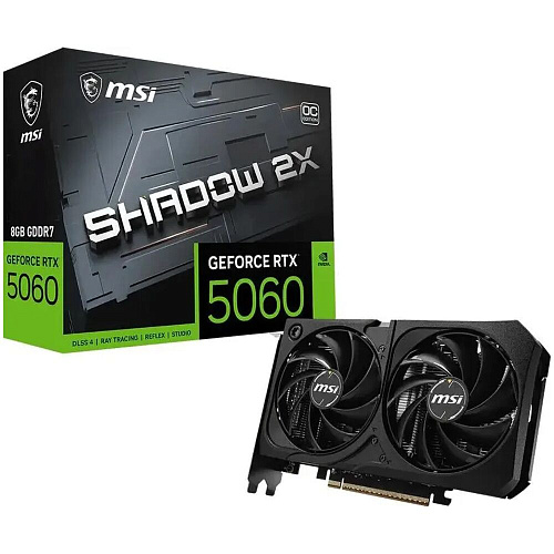 Видеокарта MSI GeForce RTX 5060 8192Mb, Shadow 2X OC Max 8 Gb (RTX 5060 8G Shadow 2X OC Max) 1xHDMI, 3xDP, Ret