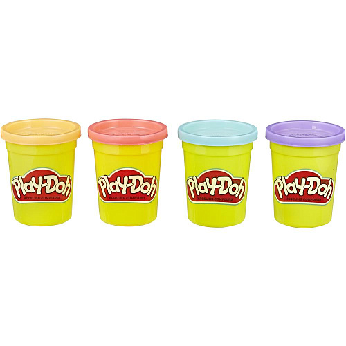Пластилин Hasbro Play-Doh B5517 Набор из 4 баночек (фиолетовый, голубой, розовый, оранжевый)