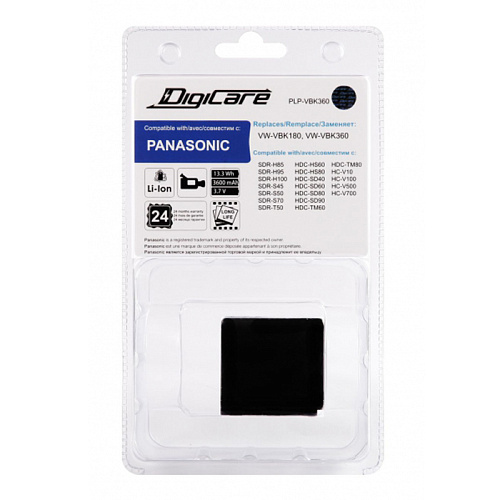 Аккумулятор DigiCare PLP-VBK360/VW-VBK360 для видеокамер HC-V700/V500/V500M/V100/V10/HDC-HS800/SD80   