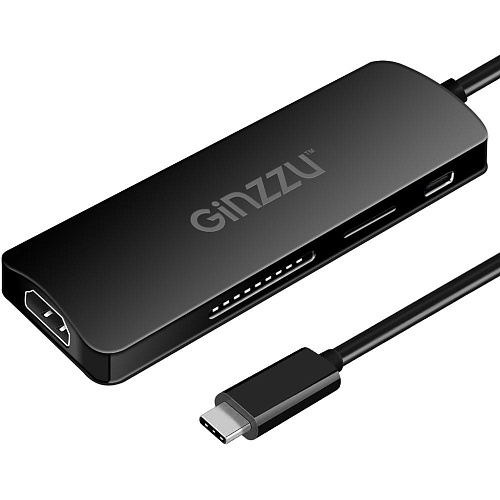 Card Reader внешний GiNZZU, (GR-872UB) Черный Type C HDMI+3xUSB3.0+U3:SD/TFx1