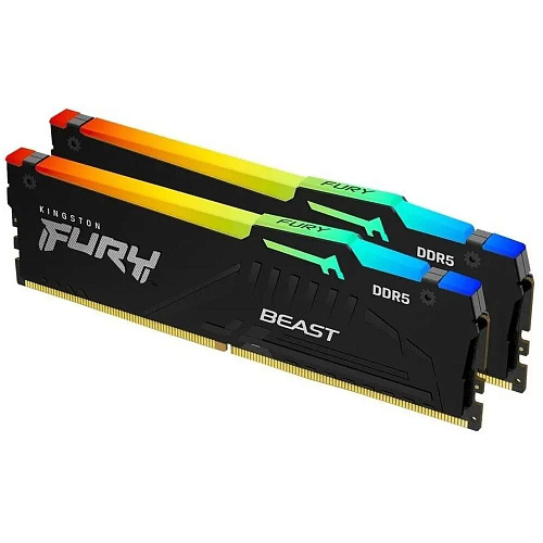 Модуль памяти DIMM 32Gb 2х16Gb DDR5 PC44800 5600MHz Kingston Fury Beast RGB Black (KF556C40BBAK2/32)