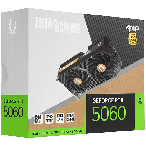 Видеокарта Zotac GeForce RTX 5060 8192Mb, AMP 8G (ZT-B50600F-10M) 1xHDMI, 3xDP, Ret