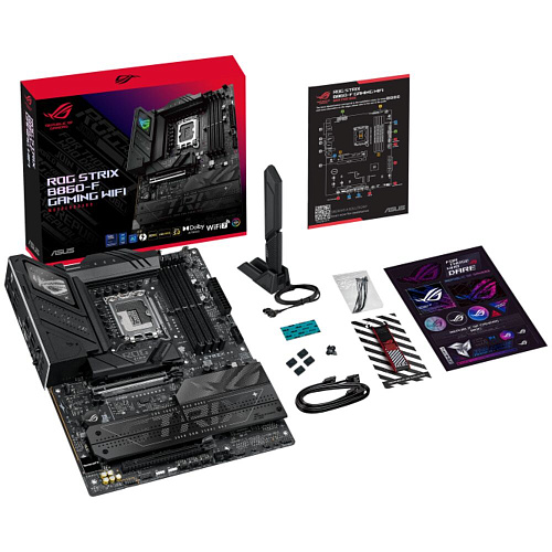 Материнская плата ASUS ROG Strix B860-F Gaming WiFi B860 Soc-1851 4xDDR5, 4xSATA3, RAID, 4хM.2, 2xPCI-E16x, 7xUSB3.2, 2xUSB3.2 Type C, DP, HDMI, WiFi, 2.5Glan,ATX