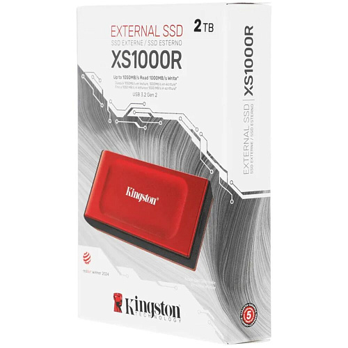 Внешний SSD-накопитель 2Tb Kingston XS1000 SXS1000R/2000G (SSD) USB 3.2 красный