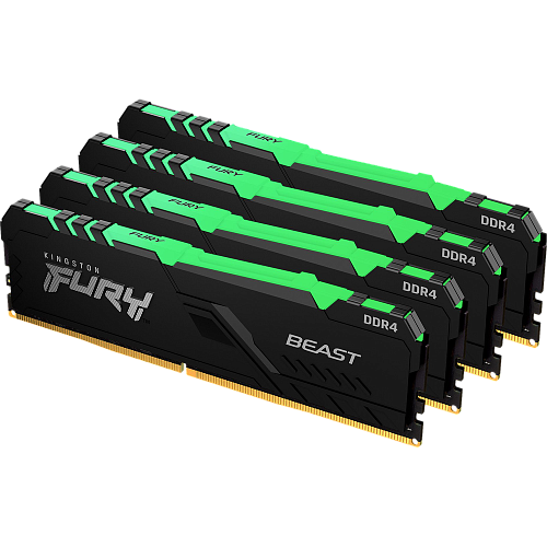 Модуль памяти DIMM 32Gb 4х8Gb DDR4 PC21300 2666MHz Kingston Fury Beast RGB Black (KF426C16BBAK4/32)