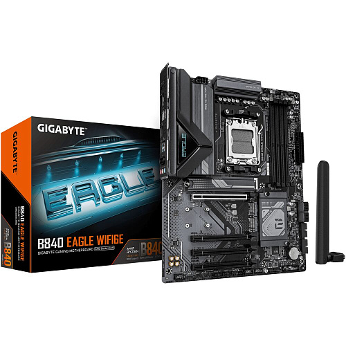Материнская плата Gigabyte B840 Eagle WiFi6E Socket-AM5 AMD B840 4xDDR5, 4xSATA3, RAID, 3xM.2, 4xPCI-E16x, 3xUSB3.2, 1xUSB3.2 Type C, DP, HDMI, WiFi, 2.5Glan ATX