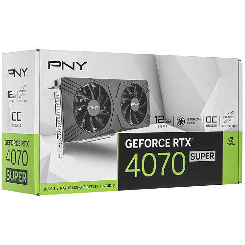 Видеокарта PNY GeForce RTX 4070 Super 12288Mb, Verto OC 12G (VCG4070S12DFXPB1-O) 1xHDMI, 3xDP, Ret