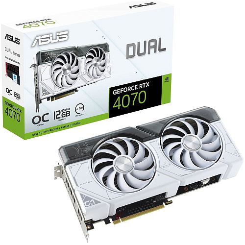 Видеокарта ASUS GeForce RTX 4070 12288Mb, Dual OC 12G White (Dual-RTX4070-O12G-White) 1xHDMI, 3xDP, Ret