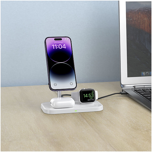 Беспроводная зарядная панель 3 в 1 Для IPhone, Apple Watch, Airpods TFN MAgTrio 22.5W White