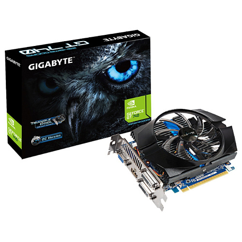 Видеокарта GIGABYTE GeForce GT 740 2048Mb, GV-N740D5OC-2GI GDDR5 2xDVI, HDMI, VGA Ret