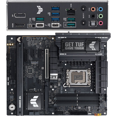 Материнская плата ASUS TUF Gaming Z890-Plus WiFi Z890 Soc-1851 4xDDR5, 4xSATA3, RAID, 4хM.2, 5xPCI-E16x, 6xUSB3.2, 2xUSB3.2 Type C, DP, HDMI, WiFi, 2.5Glan, ATX