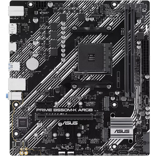 Материнская плата ASUS Prime B550M-K ARGB B550 Socket AM4 2xDDR4, 4xSATA3, RAID, 2xM.2, 2xPCI-E16x, 6xUSB3.2, DP, HDMI, Glan, mATX