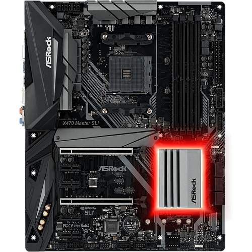 Материнская плата ASRock X470 MASTER SLI X470 Socket-AM4, 4xDDR4, 6xSATA3, 2xM2.0, 6xUSB3.1, 1xPCI-E16x, HDMI, GLAN, ATX