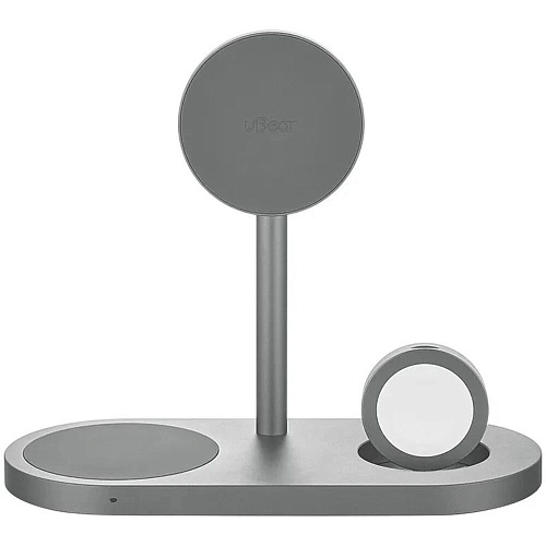 Беспроводная зарядная панель 3 в 1 Для IPhone, Apple Watch, Airpods uBear Stage Ultra Qi2.2 35W Grey