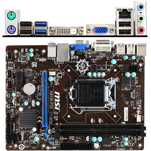 Материнская плата MSI H81M-P33 H81 Socket-1150 2xDDR3, 2xSATA3, 1xPCI-E16x, 2xUSB3.0, Glan mATX УЦЕНКА